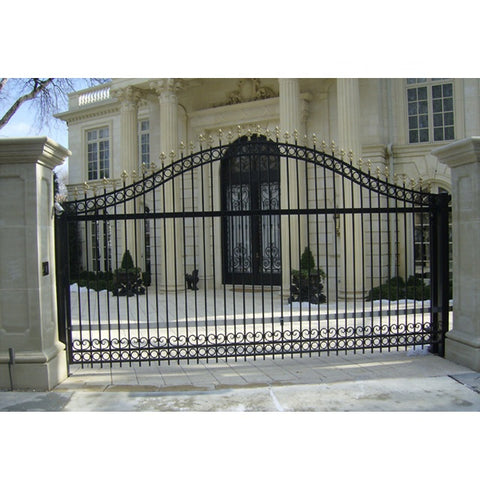 Double Swing Residential Entrance Gates Aluminum Black Decorative Garden Metal Yard Fence Gate