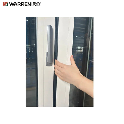 Warren 24x90 Bifold Aluminium Stained Glass Black Frameless Sliding Door For Sale