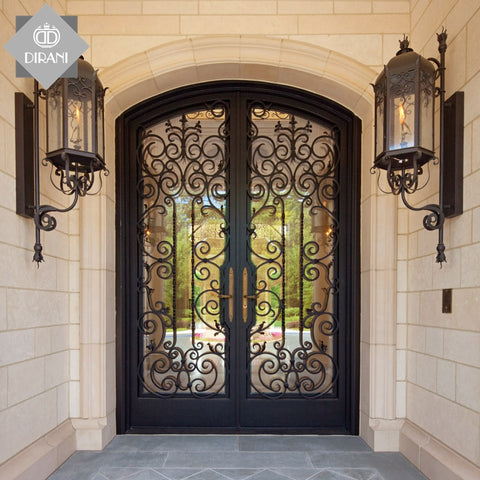front wrought iron safety patio doors design wrought iron double open front entry doors for villa and house on China WDMA