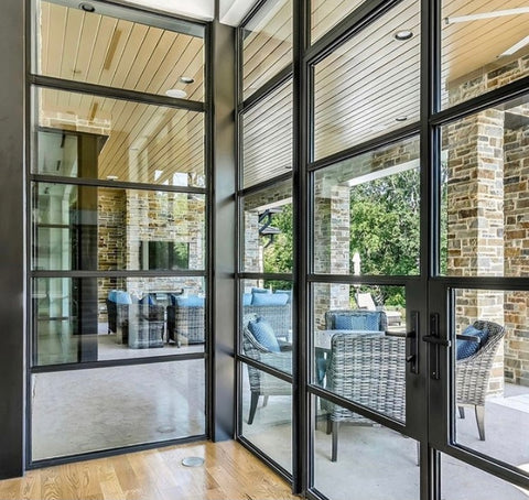 WDMA  Steel grid fineline window escape door  for villa and garden