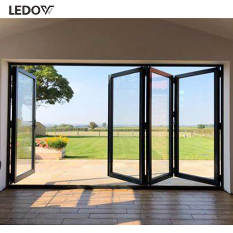 Last Design Thermal Break Double Tempered Glass Aluminium Alloy Bifolding Door Modern Foldable Folding ISO9001