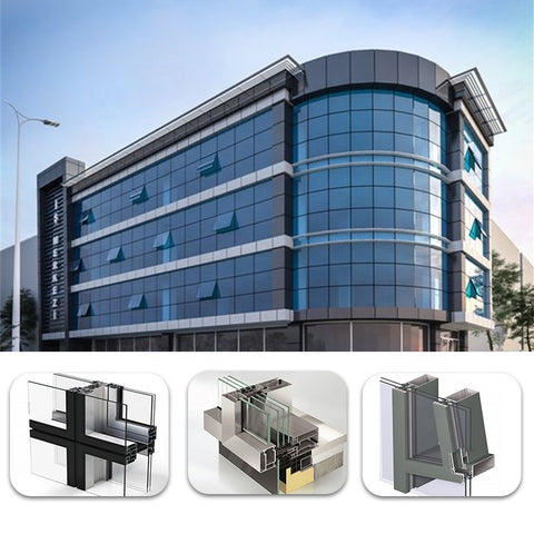 Building Materials Exterior Facade Aluminum Lowe Double Glazed Tempered Glass Curtain Wall