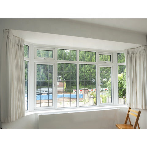 Home Used Balcony Decoration White Corner Glass Window Tilt Turn Bay Aluminium Window