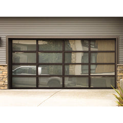 Aluminum alloy material frosted glass new black sectional panel garage door