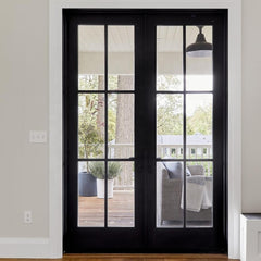 WDMA Modern Front Entry Soundproof Glazed Glass Wrought Iron Double Doors