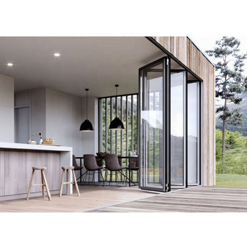 Luxury House Good Price Aluminum Profile Black Frame Balcony Sunroom Sliding Folding Door