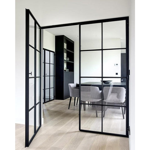 WDMA Latest design wrought iron french glass door steel safty entrance door