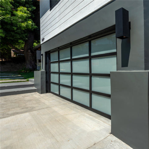 China WDMA Modern garage door design electric sectional overhead folding aluminum silver frame glass panel garage door prices