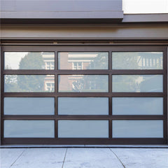 China WDMA Modern garage door design electric sectional overhead folding aluminum silver frame glass panel garage door prices