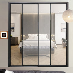 WDMA aluminum glass kitchen door design/ Slim Frame Aluminum Sliding Door/ Narrow Frame Push-pull Door