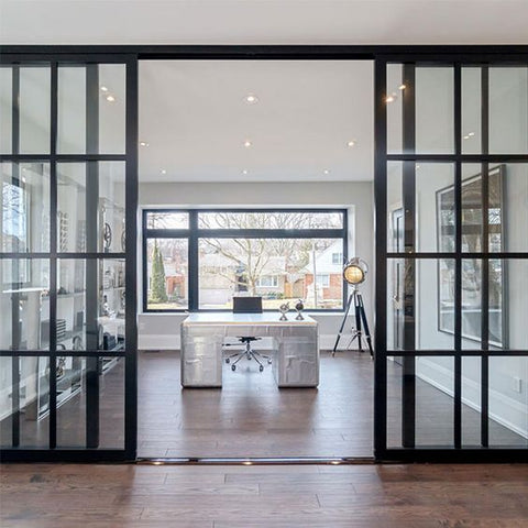 WDMA  Narrow steel frame tempered glass steel interior sliding doors for residential houses