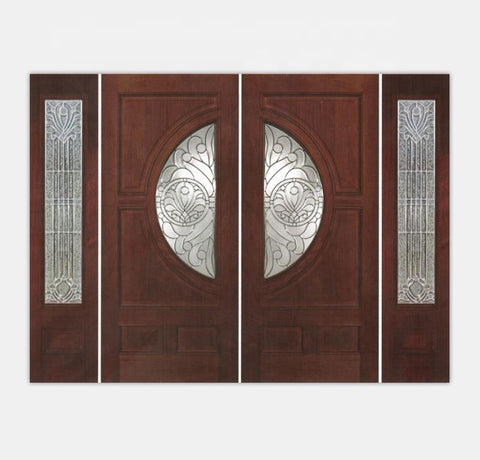 Half Lite Glass Wooden Exterior Double Doors With Side Lite on China WDMA