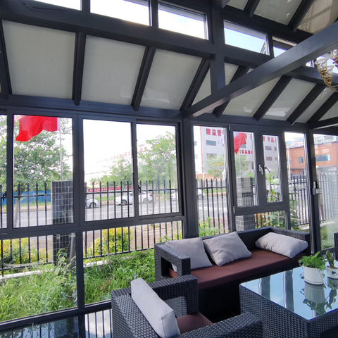prefabricated aluminum thermal break insulation orangery glass greenhouse garden sunrooms glass houses