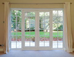 European Style Grills Design Soundproof Single Or Double French Glass Doors With Side Panels