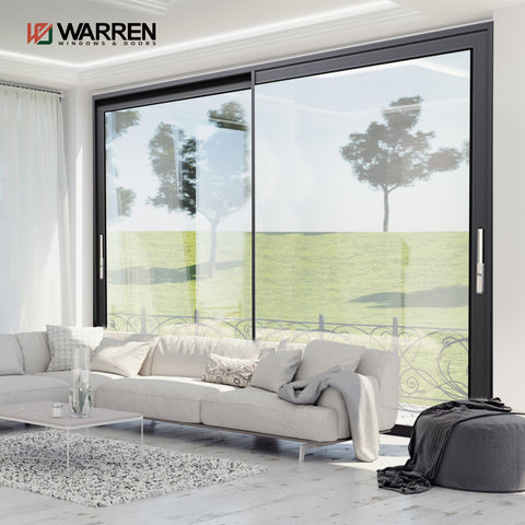 Warren 72*80 Aluminum modern design sliding door with thick double glass waterproof Heat insulation