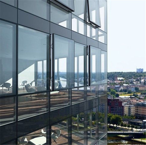 Skyscraper Aluminum Glass Double Glazing Movable Exposed Frame Curtain Wall Window Aluminum Profile