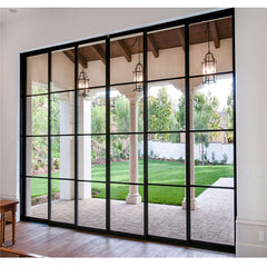 WDMA Black french steel framed glass windows and doors grill design