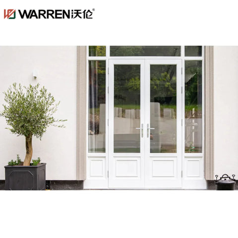 WDMA 32x80 French Aluminium Frosted Glass Green Double Prehung Door Wide Exterior