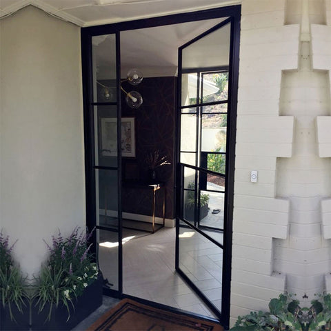 WDMA Modern Iron And Glass Entry Insulation Steel Doors With Low-e Glass