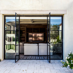 WDMA European Standard Simple Design Double Panels Casement Swing Style Glass Door