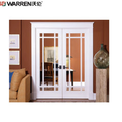Warren 36x80 French Aluminium Full Glass White Double Pantry Door With Sidelights
