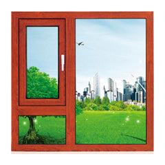 WDMA Hotian Brand High Quality Wood Color Double Tempered Glass Aluminum Casement Windows