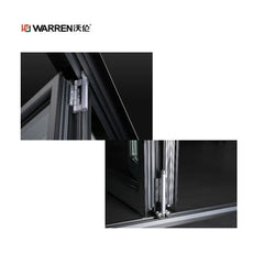 24x90 Bifold Aluminium Stained Glass Black Frameless Sliding Door For Sale