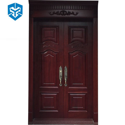 High quality custom size single double leaf exterior carved solid sliding wooden door on China WDMA