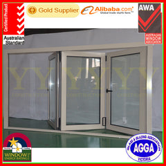 High quality well design aluminium bi-folding window & commercial system black aluminium double glass bi-fold window on China WDMA