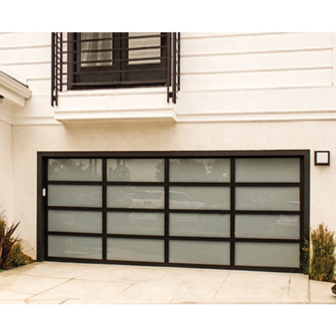 Low price residential automatic black aluminum benefit glass sectional garage door on China WDMA