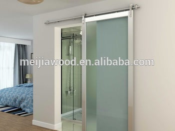 Modern Style Living Room Sliding Solid Wood Slab Barn Glass Door on China WDMA