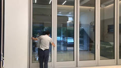 PVDF Grey Aluminium Bifold Patio French Door on China WDMA