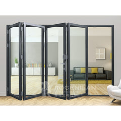 ROGENILAN 75# Accordion aluminum glass patio exterior 12 feet bifold doors / folding doors on China WDMA