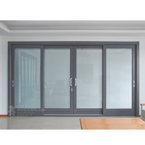 ROGENILAN Australian AS2047 standard double glass aluminum sliding doors with blinds inside on China WDMA