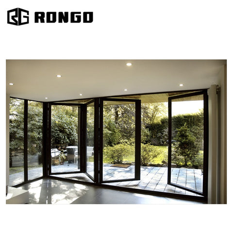 Rongo Low price exterior entry industrial bifold glass doors on China WDMA
