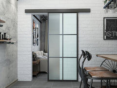 Sliding Glass door with Black Carbon Steel frame and cheap hardware fitting with soft close on China WDMA