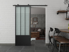 Sliding Glass door with Black Carbon Steel frame and cheap hardware fitting with soft close on China WDMA