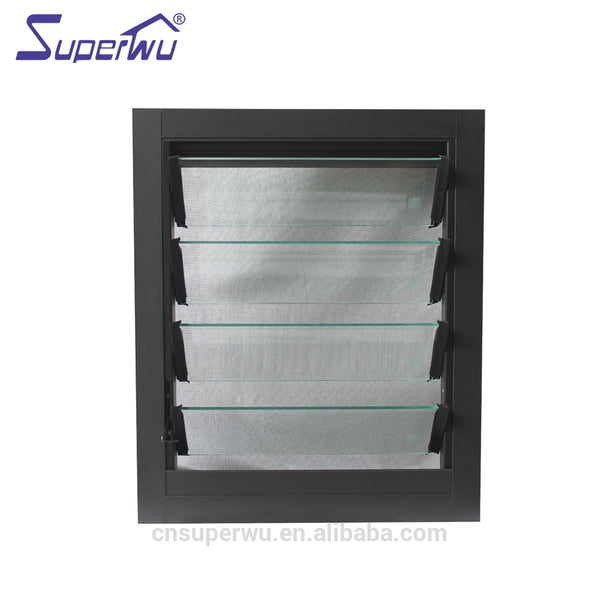 Superwu European style water proof glass window louvre low-E glass aluminium jalousie louvre windows on China WDMA