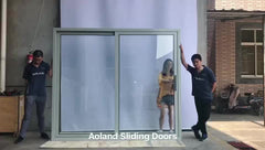 Aluminium finished 3 panel glass entry sliding doors China on China WDMA