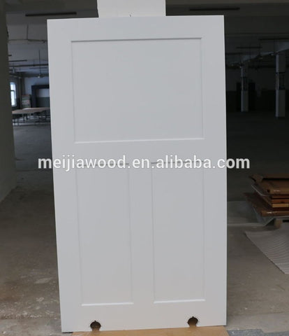 Three panels white paint stained pine wood insulated sliding barn door slab for bottom roller system on China WDMA