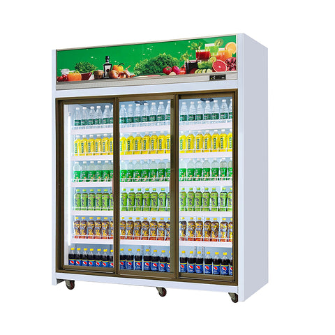 Three sliding glass door freezer / refrigerator / cooler / fridge for refrigerated meat / beef / vegetables / fruits on China WDMA