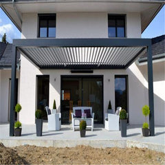 OEM ODM Factory Outdoor Luxury Motorized Solar Shade Sunroof Garden Pergola Motorized Electric tic Aluminum Pergola