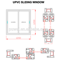 UPVC sliding window, Plastic sliding window, Vertical Sliding Window UPVC two panels horizontal open plastic sliding window on China WDMA
