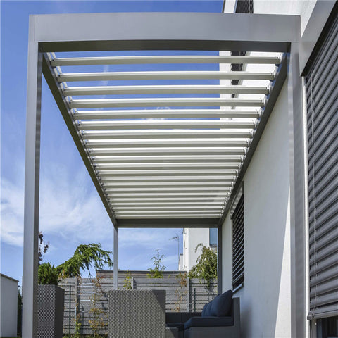 New Sunshade Louver Roof Outdoor Aluminum Pergola Manufacturers With Electric Roller Blinds Pergola
