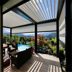 Motorized Solar Shade Electric Sunroof Garden Pergola automatic Swimming Pool Covers Louver Roof Aluminum Pergola