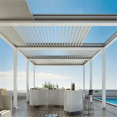 Motorized Solar Shade Electric Sunroof Garden Pergola automatic Swimming Pool Covers Louver Roof Aluminum Pergola