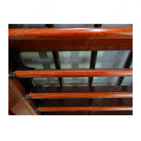 aluminum wooden color built-in windows with shutters on China WDMA