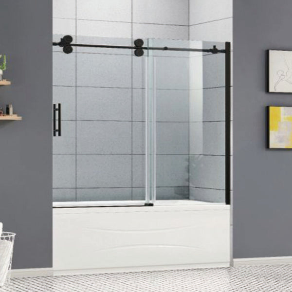 cool black shower glass 3 panel sliding shower door with wheels on China WDMA