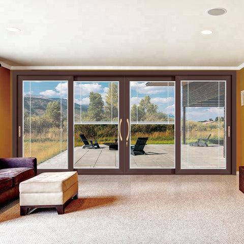 exterior french sliding glass patio doors with built in blinds between glass on China WDMA