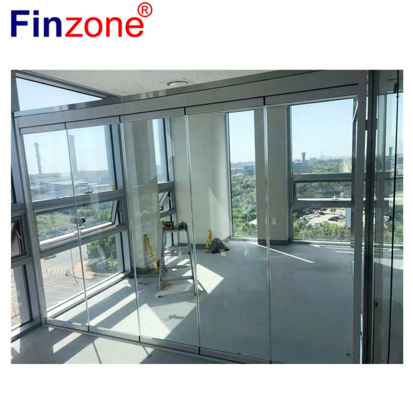 frameless soundproof interior sliding folding glass door room partition with easy operation on China WDMA
